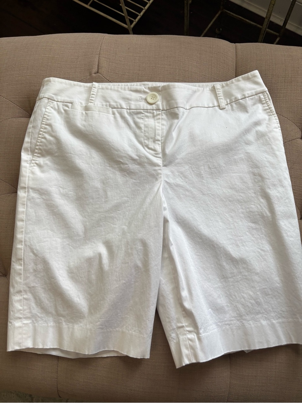 LOFT White Tailored Cotton Blend Shorts